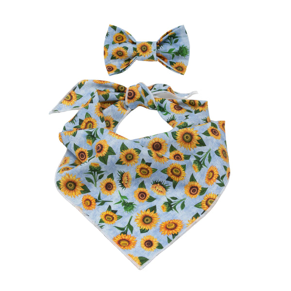 Yellow Sunflower Dog Bow Tie 