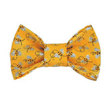 Honey Bee Dog Bow Tie Pretty Yellow Cotton with Bees and Silver Wings