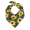 Large Sunflowers on Black cotton dog bandana ties around neck is lightweight