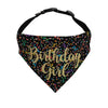 Birthday Girl in Gold Glitter Vinyl looks great on black with streamers fabric