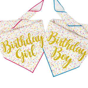 Birthday Boy or Birthday Girl Sprinkles Tie on Dog Bandfana