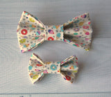 Cupcakes, Donuts & Ice Cream cones adorn this tan dog bow tie, available in 4 sizes
