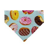 Frosted Donuts in many flavors on light blue cotton fabric - dog bandana with free ship