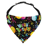 Happy Birthday Dog Bandana with Balloons and Swirls on Black