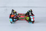 Happy Birthday dog bow tie in black with colorful print