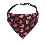 Black Valentines Day Dog Bandana with Pink Hearts