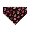 Black Valentines Day Dog Bandana with Pink Hearts has sparkles on black fabric