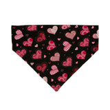 Black Valentines Day Dog Bandana with Pink Hearts has sparkles on black fabric