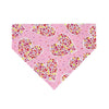 Valentines Day Pink Dog Bandana with Mulit-colored hearts