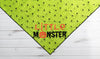Little Monster Green Spider Web Dog Bandana Ties Around neck, has glitter vinyl 
