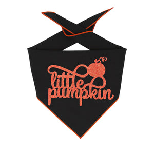 Black Little Pumpkin Dog Bandana with Glitter Vinyl