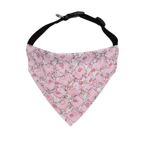 LIttle pink pigs adorn this over the collar dog bandana