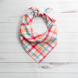 Pink & Blue Plaid Luxe Flannel Dog Bandana