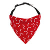 Red over the collar dog bandana with little white bones
