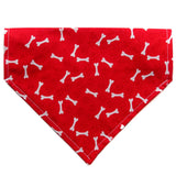 White Bones on Red Paws Dog Bandana - Over the Collar Style in 5 Sizes | Free Ship 