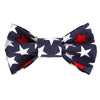Patriotic Stars in White & Red dog bow tie on Navy Blue Cotton 