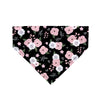 Black Dog Bandana with pink roses and white flowers slides over dog collar