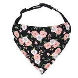 Black cotton fabrick with pretty pink roses with white accent flower dog bandana