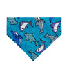 Blue bandana with swimming sharks Dog Bandana - Over the Collar Style in 5 Sizes | Free Ship