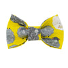 Grey and White Sheep Dog Bow Tie on Yellow Cotton